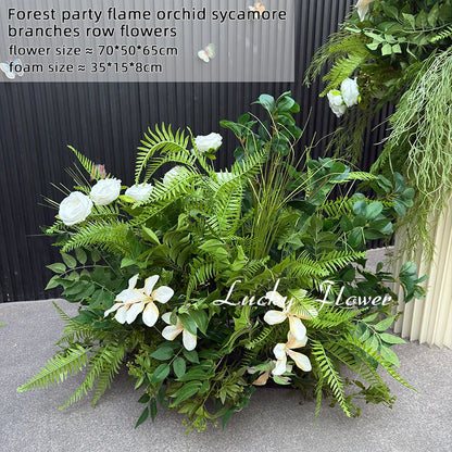 Artificial Plants Flower Arrangement Road Lead Greenery Ball Hang Flower Row Welcome Sign Decor Green Plant Floral Backdrop Prop Good Vibrations