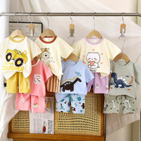 Summer Kids Boys Clothes Set Cartoon 2Pcs Children T Shirt Tops Shorts Kids Loungewear Suit Sports Baby Outfit Set Good Vibrations