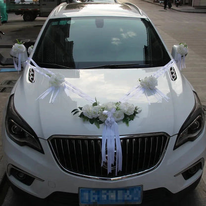 Simulation Rose Wedding Car Flower Champagne Knot Wedding Car Flower Wedding Car Set Good Vibrations