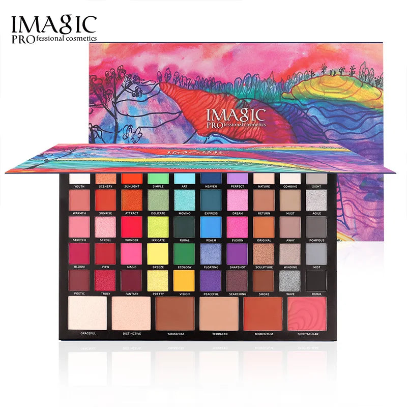 IMAGIC 56 Color Eyeshadow Palette 4in1 Highlight Contour Blush Eye Shadow Make UpWaterproof Long Lasting Good Vibrations