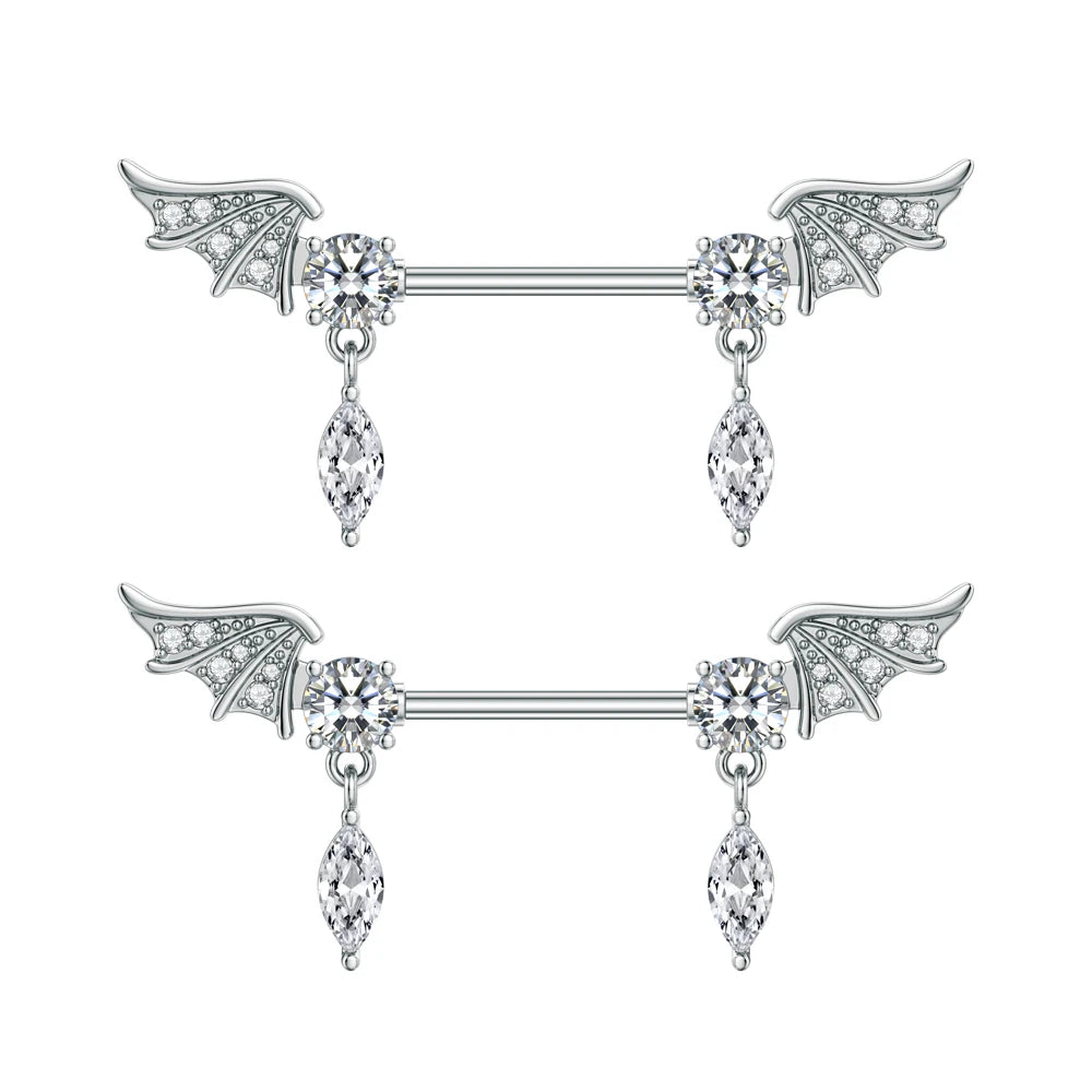 A Pair Cute Heart Dangled Nipple Piercings Barbell for Women Pink Color Moon Butterfly Shaped Sexy Nipple Rings Shield Bar Sets Good Vibrations Adult Super Store