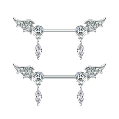 A Pair Cute Heart Dangled Nipple Piercings Barbell for Women Pink Color Moon Butterfly Shaped Sexy Nipple Rings Shield Bar Sets Good Vibrations Adult Super Store