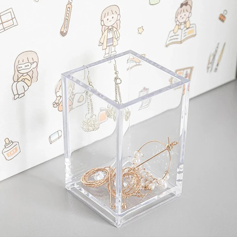 Make Up Organizer Plastic Makeup Brush Pot Storage Acrylic For Cosmetics Holder Desk Cosmetic Storage Container Good Vibrations