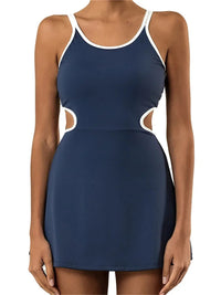 Tennis Dress Women Sleeveless Push Up Padded Sport Dresses Training Running Fitness Hollow Out Backless Slim Badminton Suit Good Vibrations