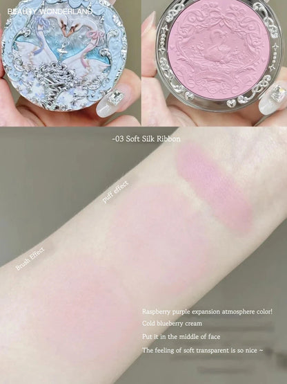 Flower Knows Swan Ballet Collection Embossed Blush Long-lasting Matte Powder Cheek Blusher Natural Brightening Cosmetic 5g Good Vibrations