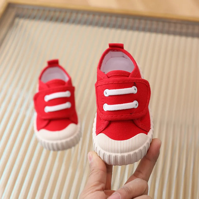 Children's Casual Shoes, Canvas Soft Sole Shoes Spring and Autumn Boys and Girls' Low Top Single Shoes Non-slip Prewalker Kids Good Vibrations