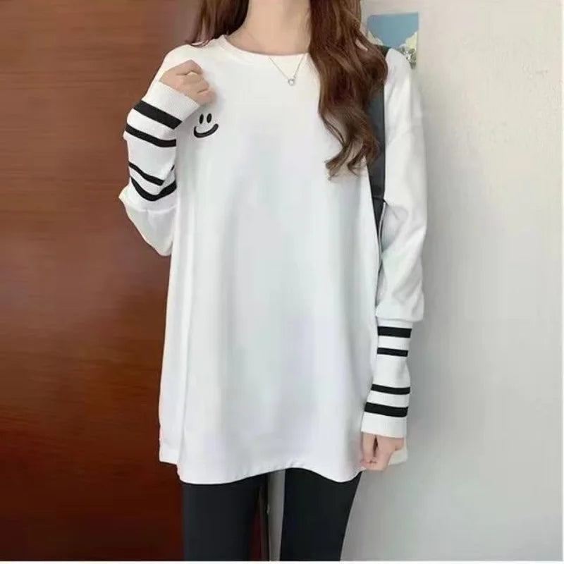 T Shirts Female Long Sleeve Clothes Autumn Tees Spring Top for Women Harajuku Original Causal Luxury Vintage Causal O Pulovers Y Good Vibrations
