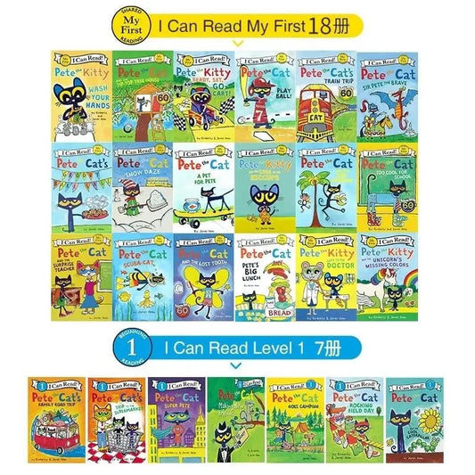 27 Books/set The Most Complete 27 Volumes, The Pete Cat Book English Picture Book, Pete The Cat I Can Read Free Audio Good Vibrations