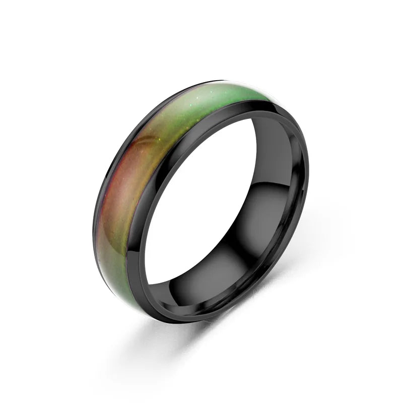 5 Colors Stainless Steel Changing Color Rings Mood Emotion Feeling Temperature Ring for Women Men Couples Ring Tone Jewelry Gift Good Vibrations