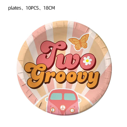 Hippie Party Cupcake Toppers Two Groovy Cupcake Dasiy Flower 60s Retro Boho Cake Decor for Hippie Two Groovy Theme 2nd Birthday Good Vibrations