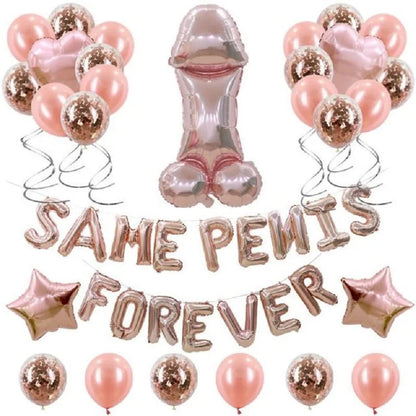 Bachelorette Party Decor, Same Penis Forever, Foil Balloon Set, Hen Party Accessories, Rose Gold, Confetti, 1Set Good Vibrations