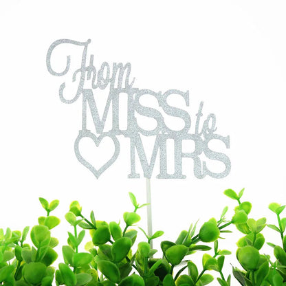 Cake Topper From Miss To Mrs Bride Wedding Cupcakes flags For Decor Mariage Mr Mrs  Family Cake Toppers Bridal Shower Party Good Vibrations