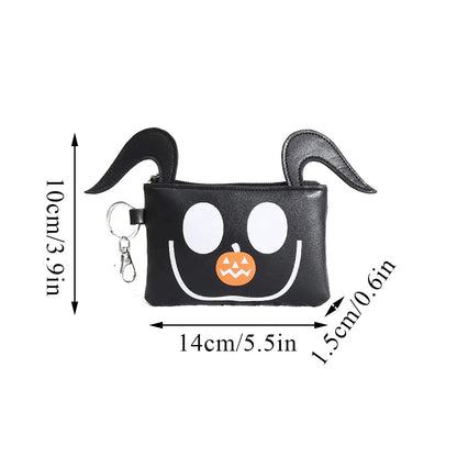 Halloween Pattern Coin Purse For Women Card Wallet Students Multi Pocket Zipper Key Bag Portable Lipstick Bank Card Storage Bag Good Vibrations