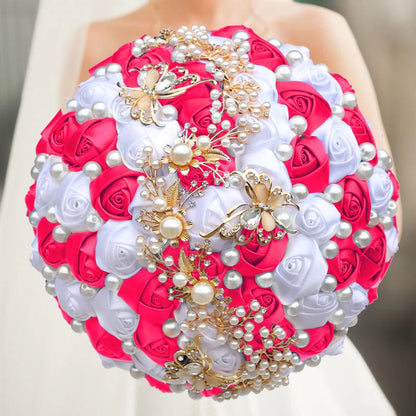 Green Crystal Wedding Bouquet Red Brooch bouquet wedding Wedding flowers Bridal Bouquets Good Vibrations