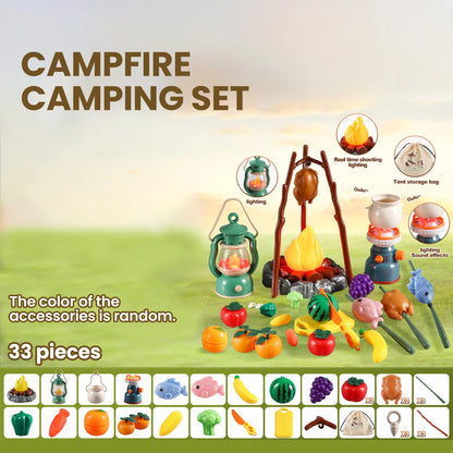 Kid Camping Tent Set Simulated Miniature Food Adventure Tool with Light Sound Outdoor Parent-Child Interactive Toy Girl Boy Gift Good Vibrations