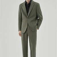 2 Piece Outfit Set Male Solid Color Youth Trends Costumes Ceremony Pants Full Men's Suits and Blazers Clothes Classic Elegant Good Vibrations