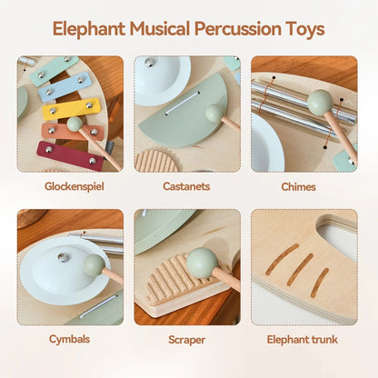 Baby Wooden Instruments Toys Educational Children's Musical Toys Elephant Xylophone Toys Newborn Birthday Gifts Music Table Toys Good Vibrations