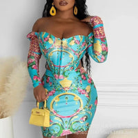 New Womens Dress Sets New Blue Floral Print Top Skirt Set Two Piece Sets Womens Outifits Good Vibrations