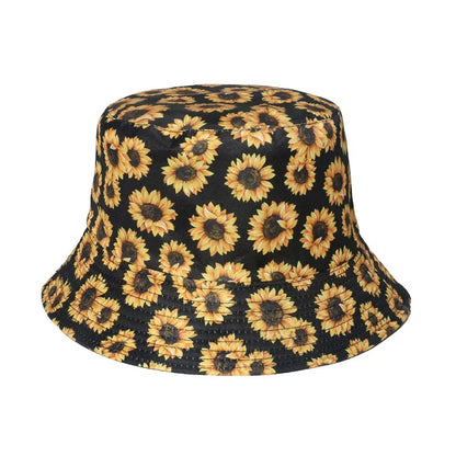 Fashion Women Sunflower Print Cotton Bucket Hats Spring Summer Girl Lady Outdoor Panama Fisherman Cap Hat For Women DropShipping Good Vibrations