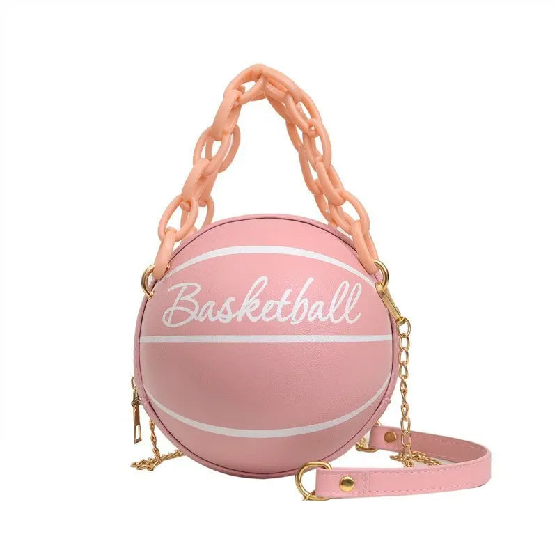 2025 Crossbody Bag New Network Red Personality Fun Pink Ins Versatile Chain Football Basketball Shoulder Bag Small Round Bag Good Vibrations
