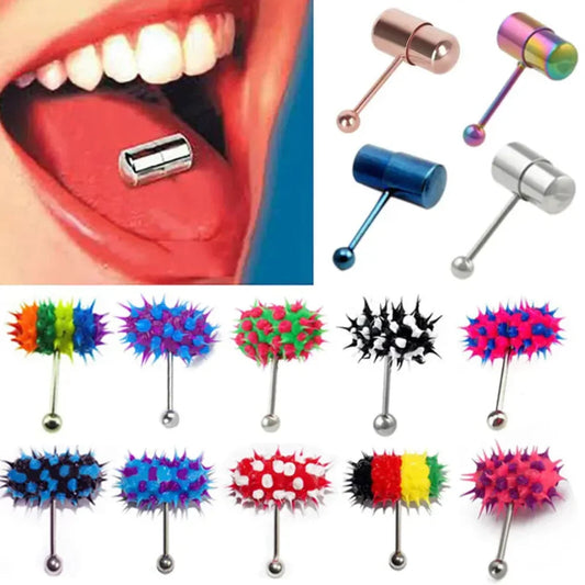 14G 1.6mm Vibrating Silicone Surgical Steel 18mm Vibrate Tongue Bar Ring For Men Women Body Piercing +2pc Batteries Good Vibrations
