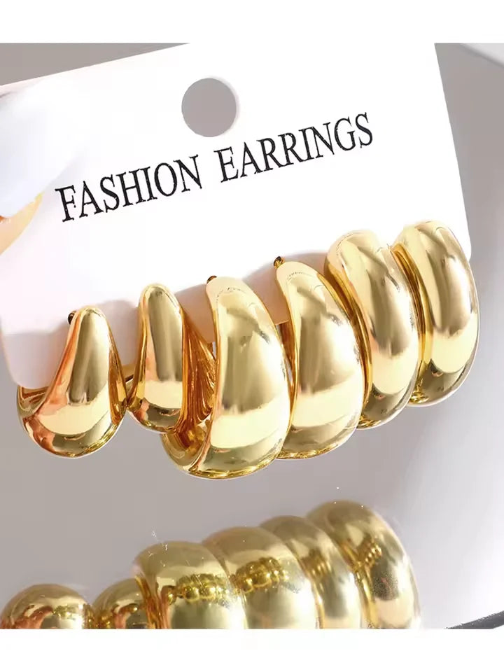 Fashion Classic Twist C Shape Earring Set For Women Tear Drop Design Gold Color Earrings Daily Workplace And Party Outfits Gifts Good Vibrations