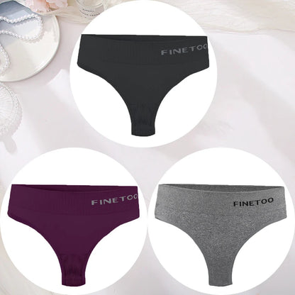 3PCS/Set Women's Panties Sexy Underwear FINETOO Large Size Thong Women Seamless Panties High Waist Girls Thongs M-2XL Good Vibrations
