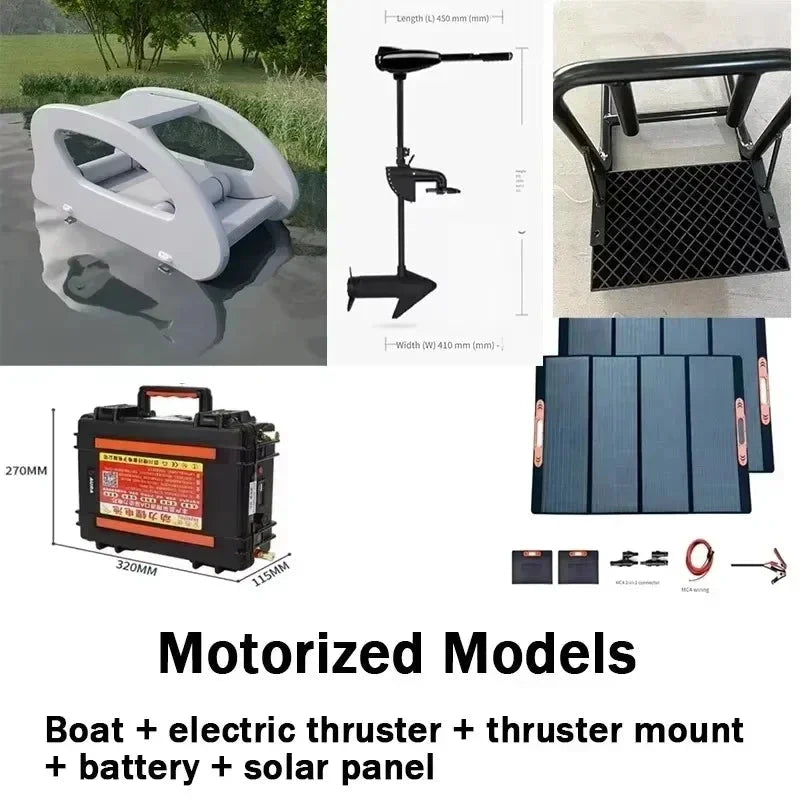 Floating Inflatable Electric Boat, Solar Powered, Sustainable Inflatable Houseboat, with Engine for Water Fun Good Vibrations