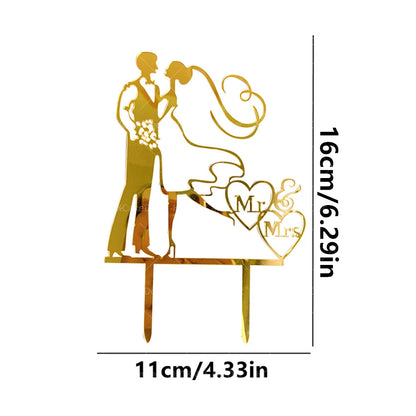 5pcs/1pc Ins Gold Black Mr&Mrs Wedding Cake Toppers for Valentine's Day Cake Toppers Wedding Party Cake Decoration supplies Good Vibrations
