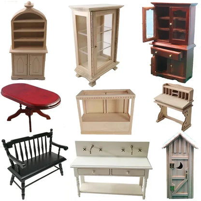 1:12  Miniature Dollhouse Furniture Model Play House Toy Cabinet Wooden Clamshell Desk New Diy Miniature Dollhouse Accessories Good Vibrations