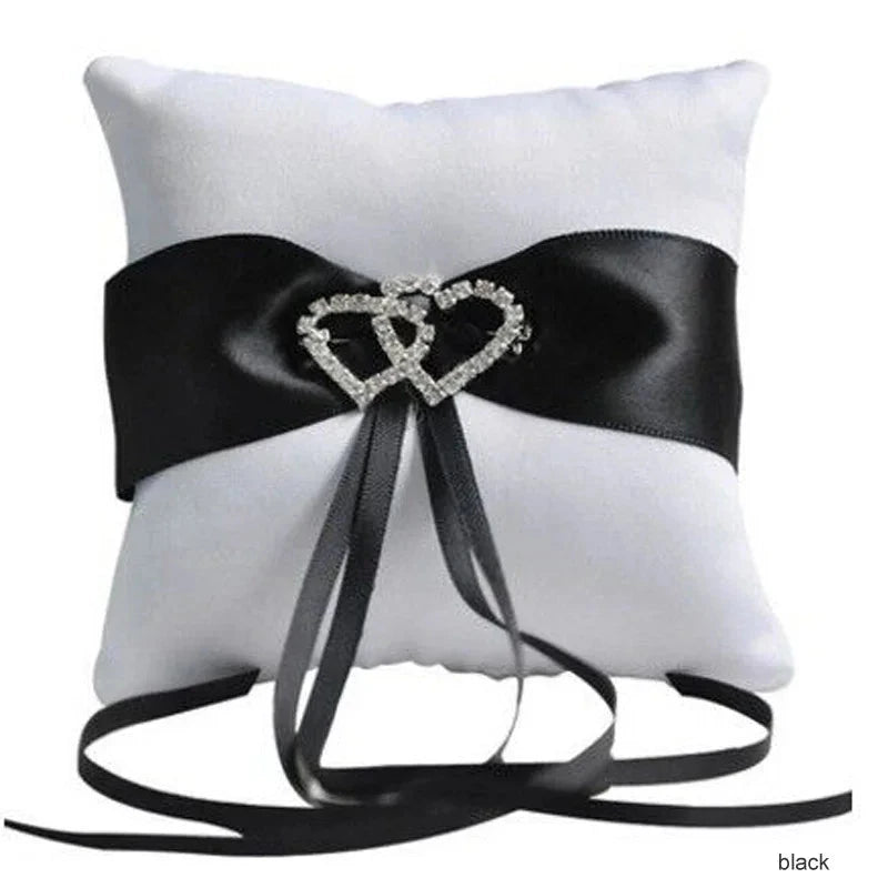 Pocket Ring Decoration Ribbon Pearls Ring Pillow Bridal Wedding Ceremony Pocket Ring Pillow Cushion Bearer with Ribbons Good Vibrations