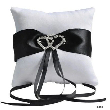 Pocket Ring Decoration Ribbon Pearls Ring Pillow Bridal Wedding Ceremony Pocket Ring Pillow Cushion Bearer with Ribbons Good Vibrations
