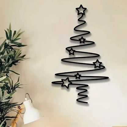 [Wall Decoration Christmas Tree] Elegant Black Christmas Tree Wall Art - Non-Electric Holiday Decor for Indoor & Outdoor. Good Vibrations