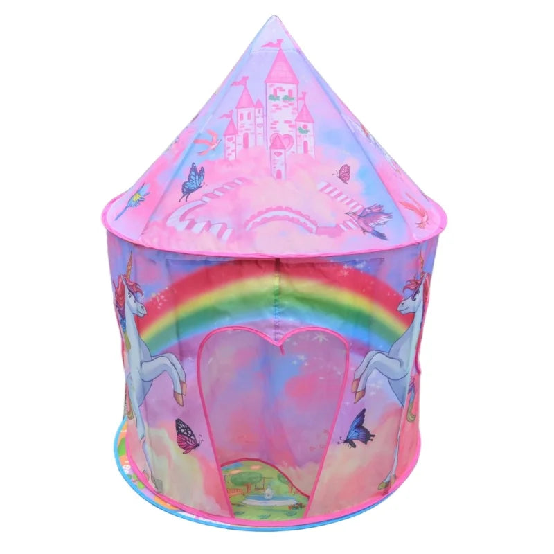 A 50inX40in Rainbow Unicorn Castle Kids' Tent, A Foldable Playhouse For Children to Play and Have Fun Good Vibrations