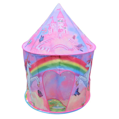 A 50inX40in Rainbow Unicorn Castle Kids' Tent, A Foldable Playhouse For Children to Play and Have Fun Good Vibrations