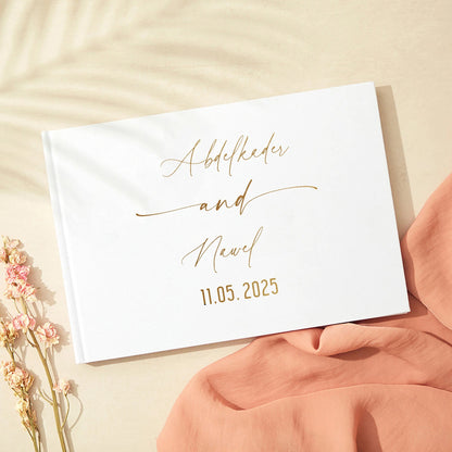 Personalized Guest Book for Wedding Noble Message Photo Album Simple Elegant Horizontal Wedding Reception Signing Book Good Vibrations