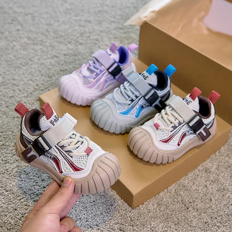 2025 New Fashion Boys Girls Tennis Shoes Toes Capped Comfortable Kids Sneakers Mesh Breathable Children Sports Shoes Trendy Good Vibrations