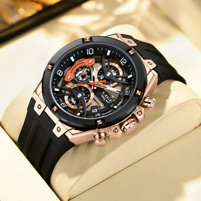LIGE Luxury Military Men Watch Waterproof Luminous Date Sport Man Wristwatch Chronograph Silicone Strap Quartz Men's Watches Good Vibrations