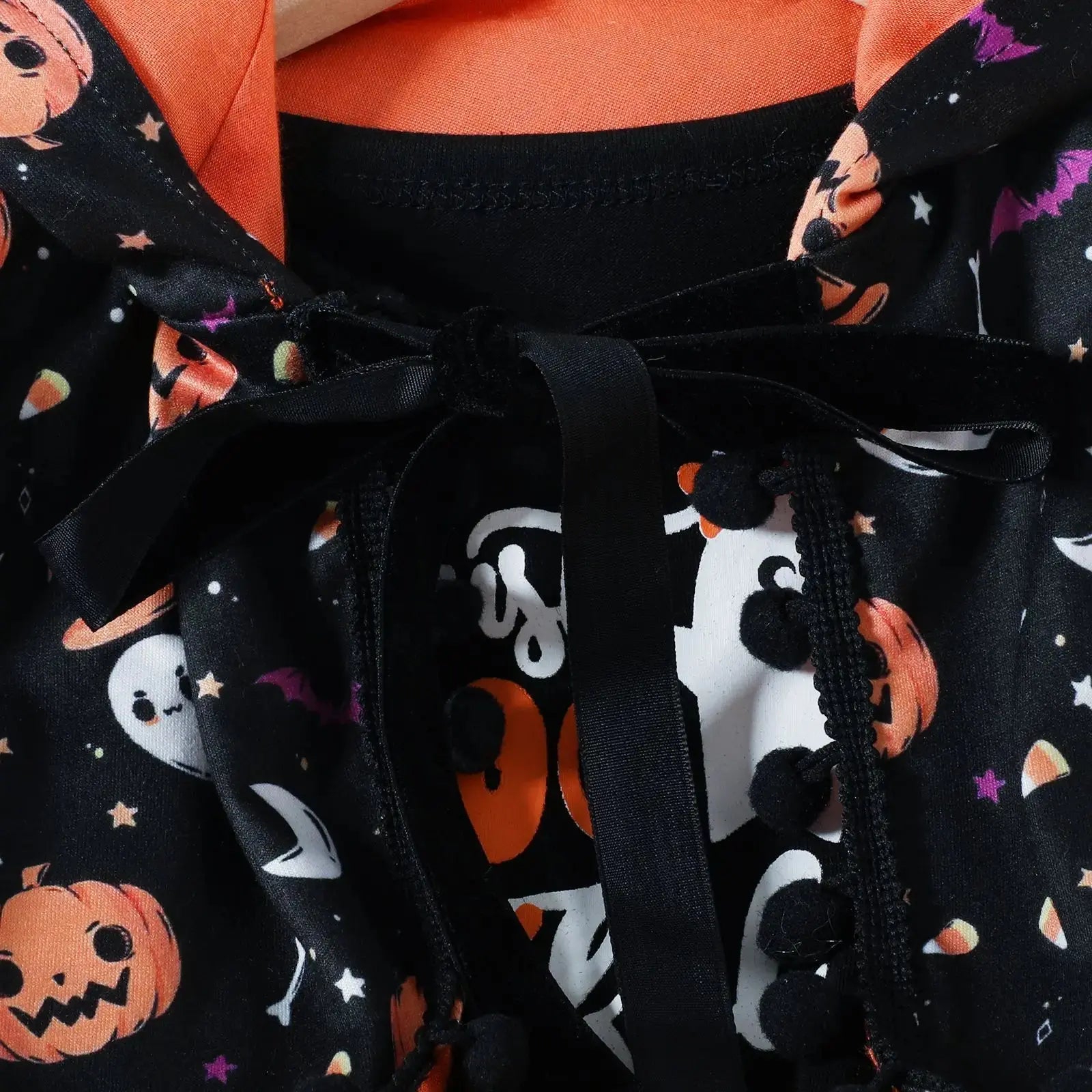 MINISO Pumpkin Ghost Face Halloween Costume Girl Cartoon Cape Mesh Vest Dress Set Autumn Festival Outfit Party Clothes 3-8 Years Good Vibrations