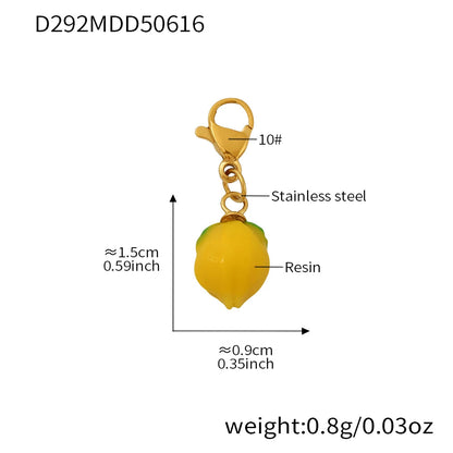 Nivora Resin Fruit Lemon Pendant Necklace For Women Imitation Pearl Stainless Steel Zircon Handmade Strand Beads Choker Jewelry Good Vibrations