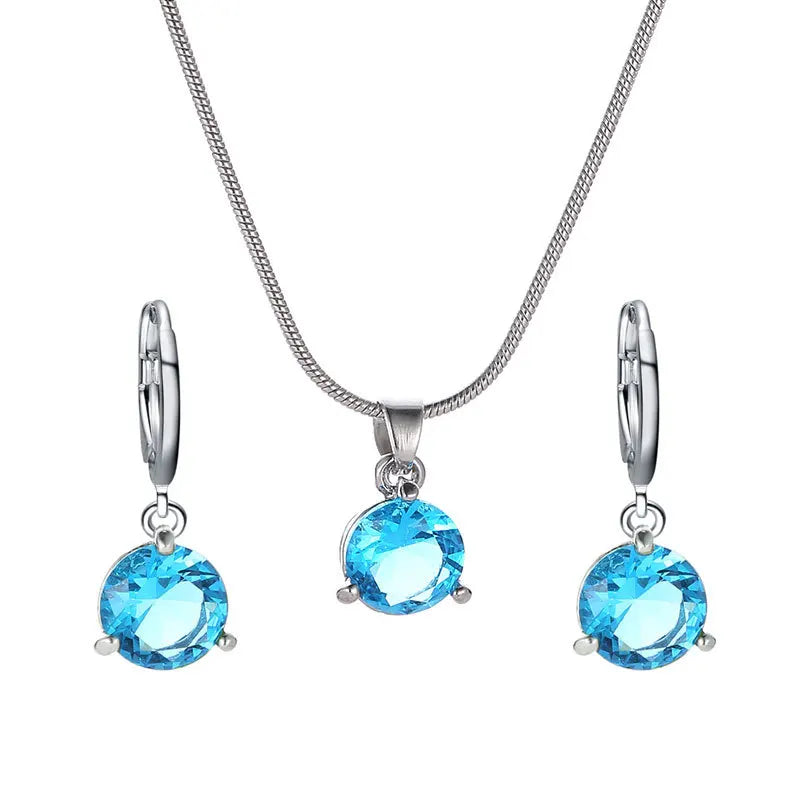 Chic Melody Pendant Necklace & Earrings Set - Glittering Zircon Crystal Jewelry for Women Good Vibrations