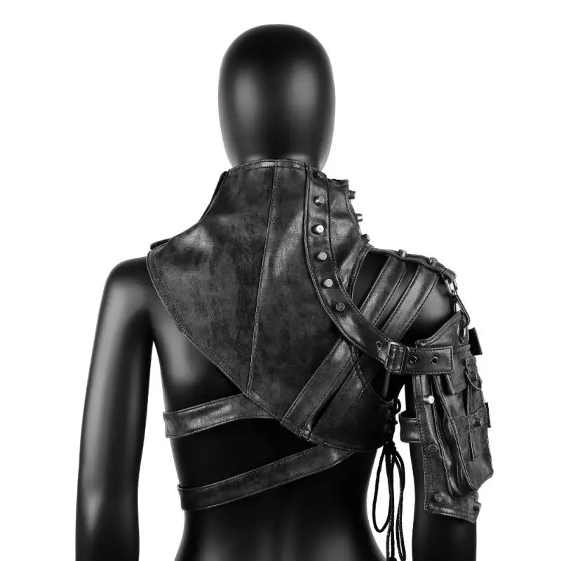 Punk PU Leather Shoulder Bag Steampunk Armor Decor Gothic Motorcycle Purse Medieval Crossbody Bag Halloween Cos Accessory Good Vibrations