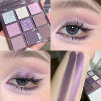 Smoke Purple Lace Eye Shadow Palette Matte Glitter 9-Color Eyeshadow Long Lasting Shimmer Shiny Eyes Make Up Palette Cosmetics Good Vibrations
