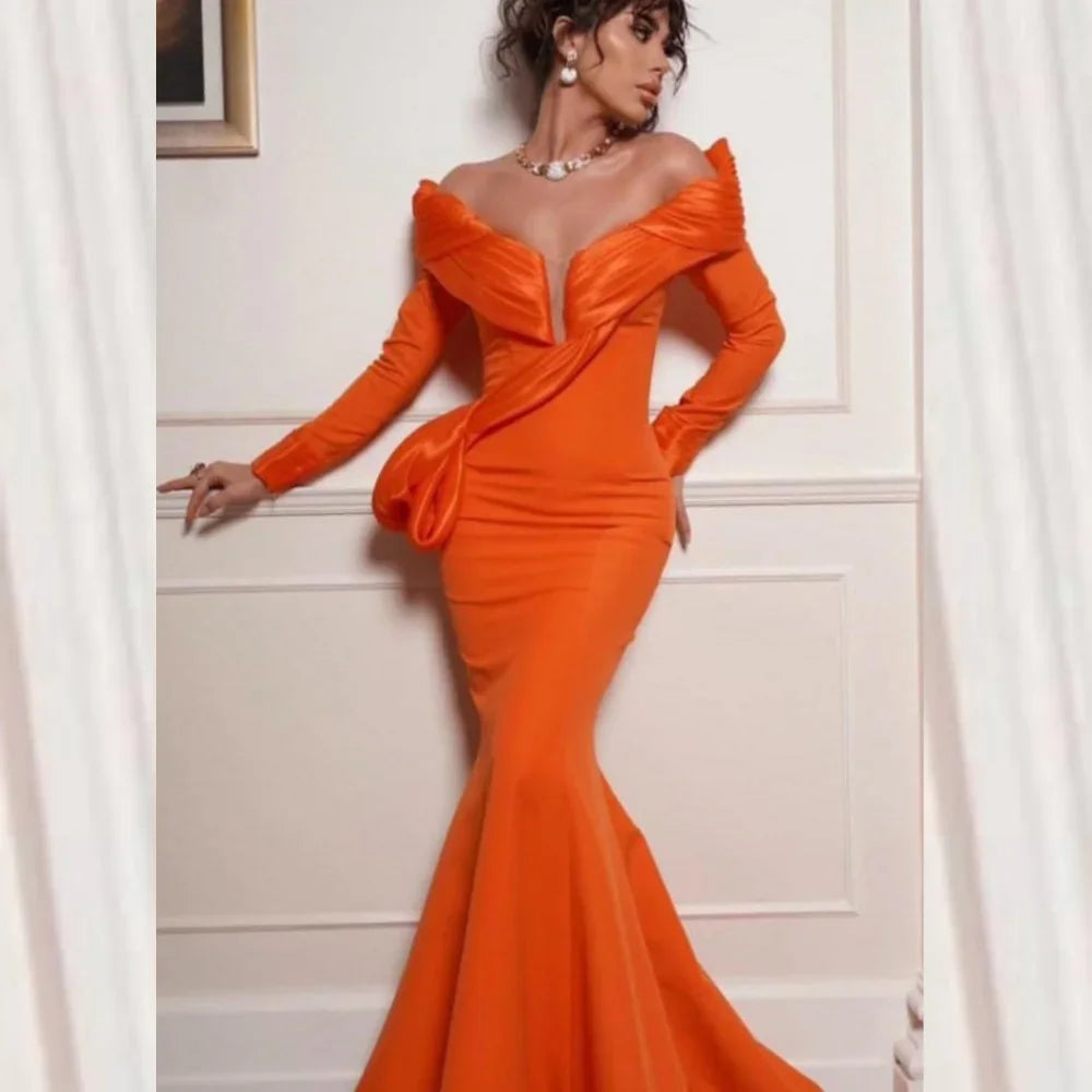 Customized Off The Shoulder Prom Dresses Ruched Mermaid Evening Dress Floor-Length Special Occasion Gown Good Vibrations