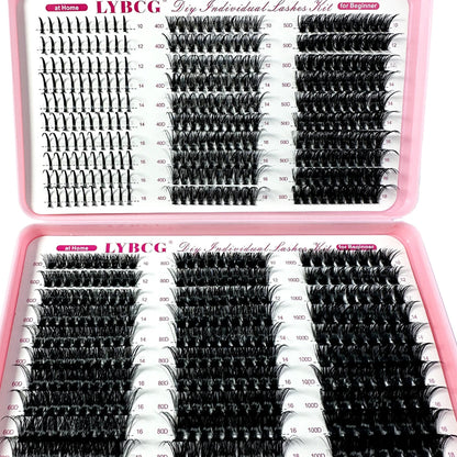 Spikes Lash Individuals Volume Eyelash Clusters D-Curly Lash Clusters Kit 10-20MM DIY Eyelash Extensions,6 Styles Lash Clusters Good Vibrations
