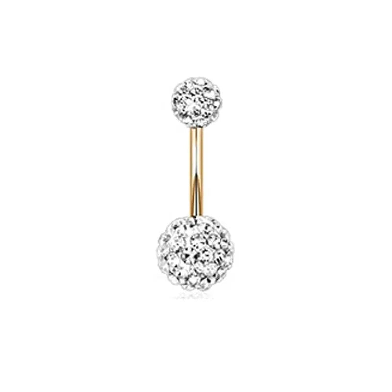 1Pc Gold Color Stainless Steel Belly Ring, Flower Heart Shaped CZ Crystal Navel Belly Button Rings Butterfly Navel Piercings 14G Good Vibrations Adult Super Store