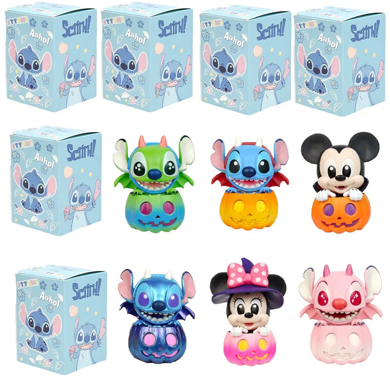 2025 Stitch Blind Box Mickey Mouse And Stitch Friends Pumpkin Series Figure Halloween Dress Up Doll Decorate Toy Halloween Gift Good Vibrations