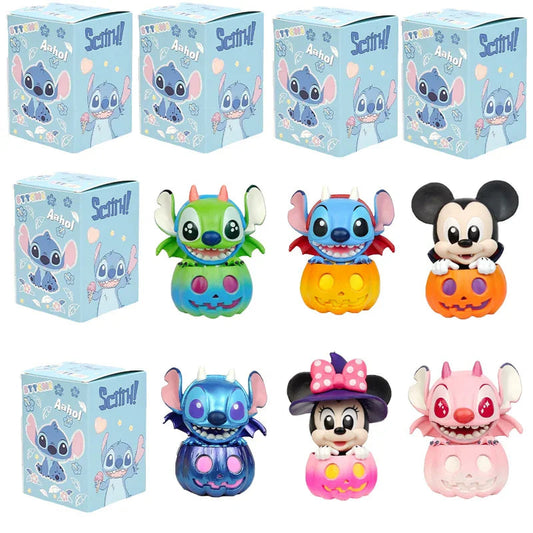 2025 Stitch Blind Box Mickey Mouse And Stitch Friends Pumpkin Series Figure Halloween Dress Up Doll Decorate Toy Halloween Gift Good Vibrations