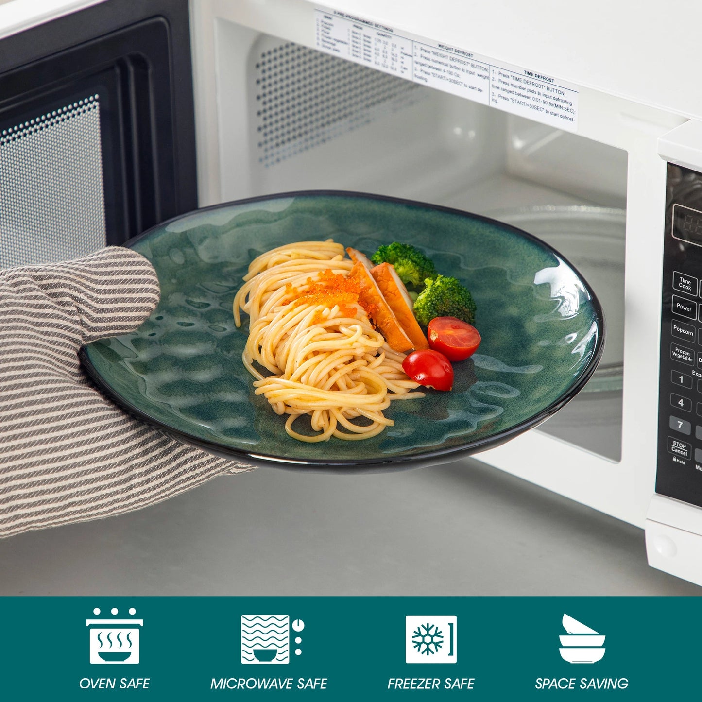 vancasso 12/24 Pcs Green Ceramic Plates Set Kiln Change Stoneware Dinner Set with 4PCS Dinner Plate/Dessert/Cereal Bowl for 4/8 Good Vibrations