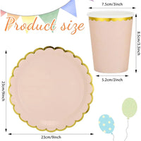 80 Pcs 9 In Pastel Scalloped Paper Plates Dessert Plates 9 Oz Disposable Paper Cup With Metallic Gold Border Pastel Cup Good Vibrations